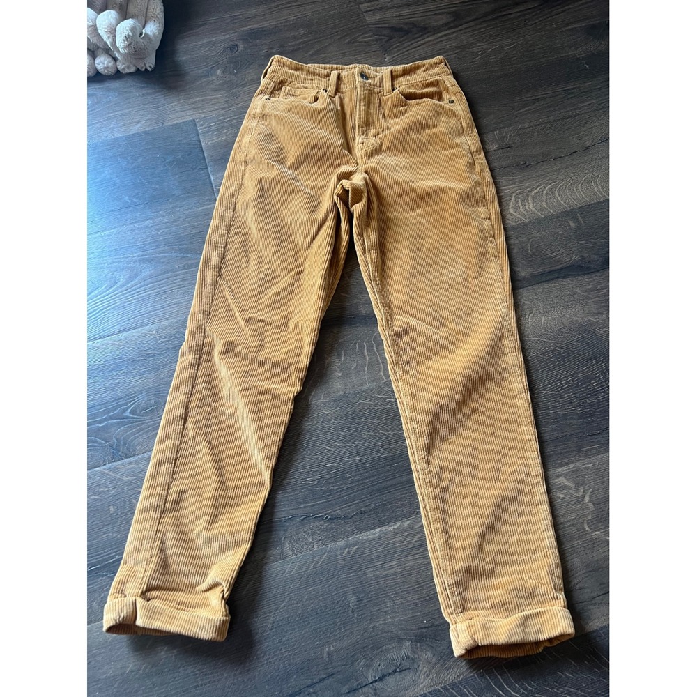 American Eagle Super Stretch Corduroy Pants Tan Camel Size 2 Slim Straight